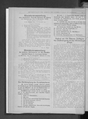 Aufruf an die Herren Collegen zur Betheiligung an der Wohnungspflege.