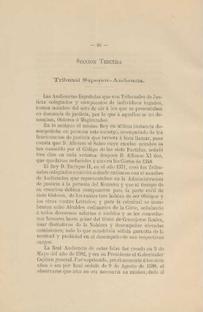 Seccion tercera. Tribunal Superior-Audiencia