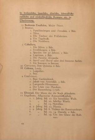 1e. Italienische, spanische, dänische, schwedische, russische und niederländische Romane etc. in Übersetzung.