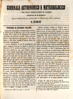 Giornale astronomico e meteorologico del Reale Osservatorio di Palermo, 2. 1857