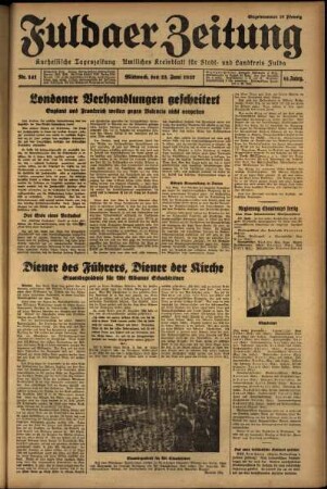 Erste Ausgabe vom Mittwoch, den 23. Juni 1937.