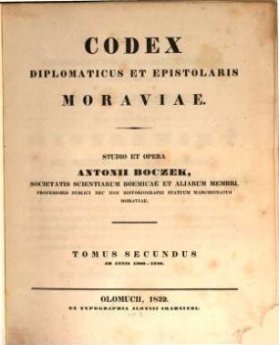 Codex diplomaticus et epistolaris Moraviae. T. 2, Ab annis 1200 - 1240