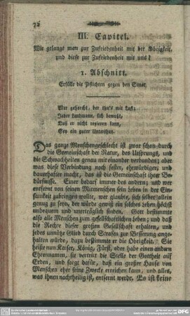 III. Capitel. Wie gelangt man zur Zufriedenheit mit der Obrigkeit, und diese zur Zufriedenheit mit uns?