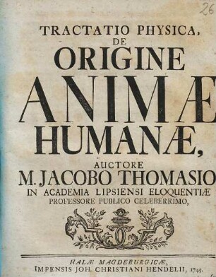 Tractatio physica, de origine animae humanae