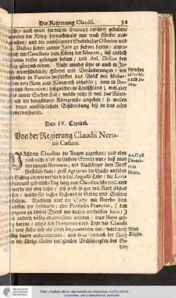 Das IV. Capitel. Von der Regierung Claudii Neronis Cæsaris.
