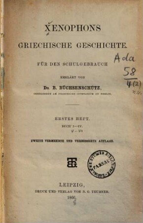 Xenophons griechische Geschichte, 1. Buch I-IV
