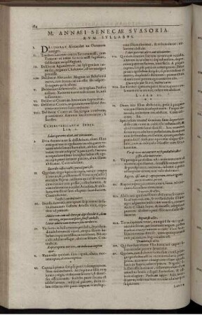 M. Annaei Senecae Suasoriarum Syllabus / Controversiarum Index
