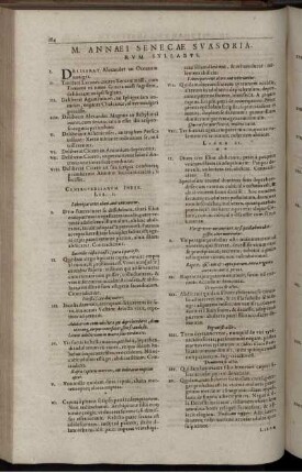 M. Annaei Senecae Suasoriarum Syllabus / Controversiarum Index