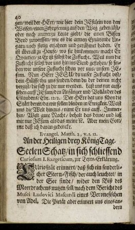 Evangel. Matth. 2, v. 1. 12. An der Heiligen drey König Tage.