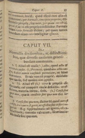 Caput VII. De nonnullis divisionibus, ac distinctionibus, quae diversis causarum generibus sunt communes
