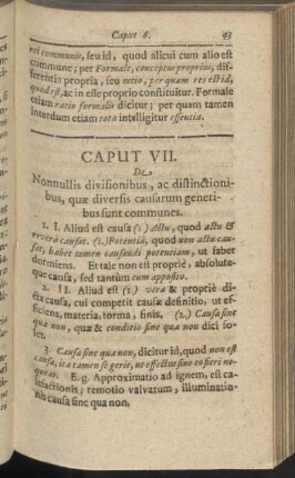 Caput VII. De nonnullis divisionibus, ac distinctionibus, quae diversis causarum generibus sunt communes