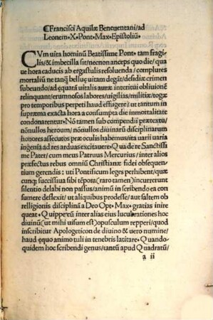 R. P. D. Mercvrii Viperae Beneventani Sacri Palatii Apostolici Cavsarvm Avditoris De Divino Et Vero Nvmine Apologeticon, [1]
