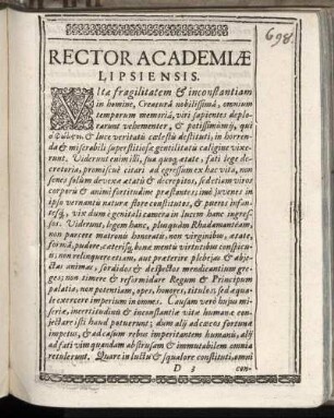 Rector Academiæ Lipsiensis.