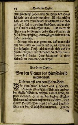 Das dritte Capitel. Von den Beinen des Hirnschädels insonderheit.