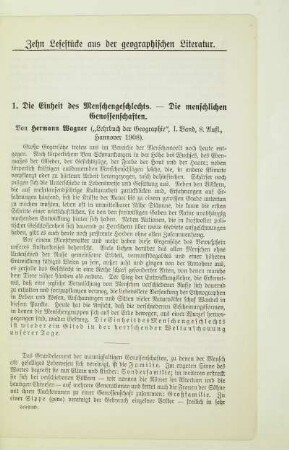 Zehn Lesestücke aus der geographischen Literatur