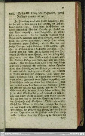 1788. Gustav III. König von Schweden, greift Rußland unerwartet an