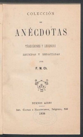 Colección de anécdotas : tradiciones y leyendas