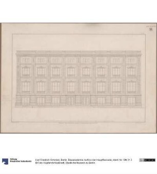 Berlin. Bauakademie. Aufriss der Hauptfassade