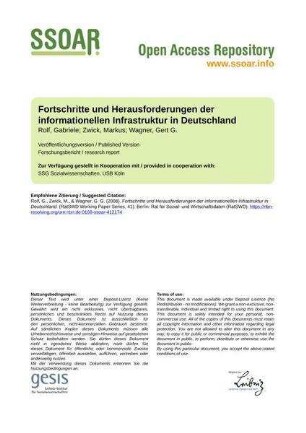 Fortschritte und Herausforderungen der informationellen Infrastruktur in Deutschland