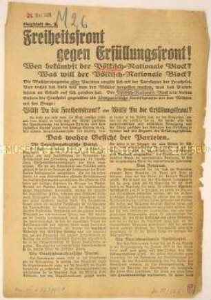 Antisemitischer programmatischer Wahlaufruf des Völkisch-Nationalen Blocks zur Reichstagswahl 1928