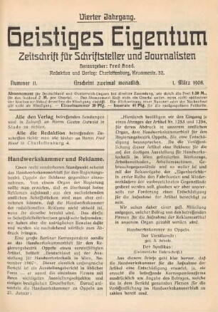 Nummer 11 (1. März 1908)