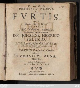 Dissertatio Jvridica, De Fvrtis