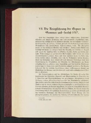 VII. Die Kriegführung der Gegner im Sommer und Herbst 1917.