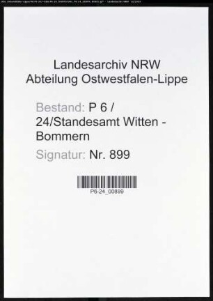 Sterberegister Standesamt Witten-Bommern