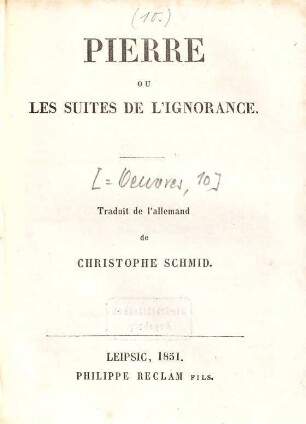 Pierre ou les suites de l'ignorance