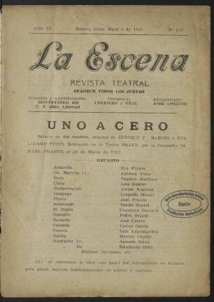 Uno a cero : sainete en dos cuadros