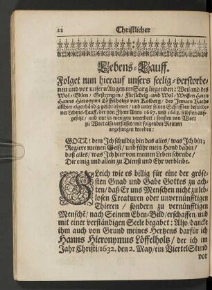 Christlicher Lebens-Lauff.