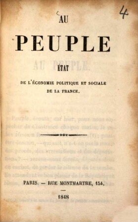 Au peuple : Etat de l'économie politique et sociale de la France
