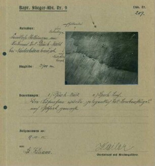 Foto feindlicher Stellungen am Nordrand des Buchwaldes bei Niederburnhaupt (Luftbild)