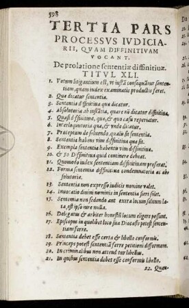 Processus Judiciarii, Quam Diffinitiuam Vocant.