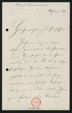 Brief an Unbekannt : 24.06.1910
