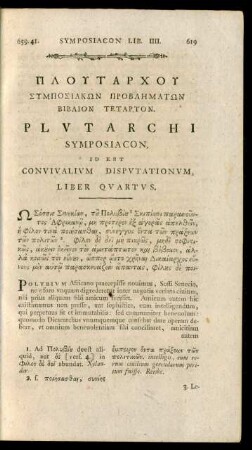 Plutarchi Symposiacon, Id Est Convivalium Disputationum, Liber Quartus