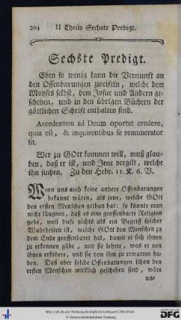 Sechste Predigt.