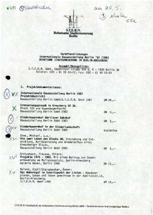 Bibliographie: Veröffentlichungen der IBA Berlin 1987, Stadterneuerung in Kreuzberg