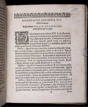Disputatio Juridica XIV. Miscellanea