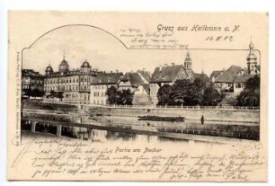 "Partie am Neckar" - Obere Neckarstraße, Neckarfront mit Postamt 1 (Kaiserstraße 2)