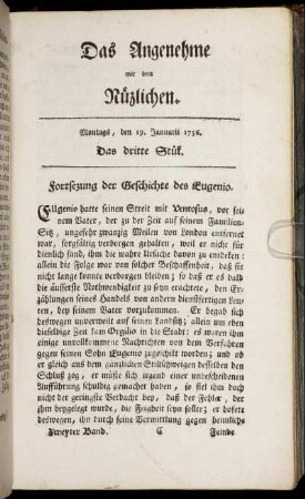 Das dritte Stück. Montags, den 19. Januarii 1756.