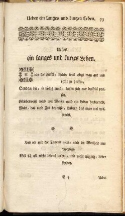 Ueber ein langes und kurzes Leben.