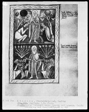 Psalterium mit Kalendarium — Bildseite mit zwei Miniaturen, Folio 17recto