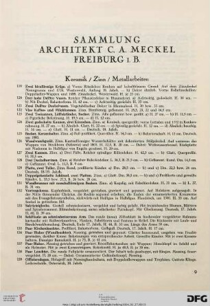 Keramik, Zinn, Metallarbeiten (Nr. 119-139)