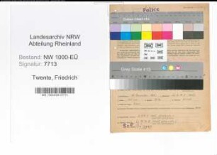 Entnazifizierung Friedrich Twente, geb. 18.11.1905 (Krim.Sekretaer)