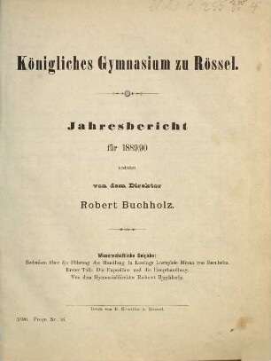 Jahresbericht. 1889/90