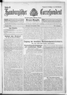 Hamburgischer Correspondent und Hamburgische Börsen-Halle : ältestes Hamburger Handels- u. Börsenbl. ; bedeutendste u. größte Schiffahrts-Zeitung Deutschlands, Morgenausgabe