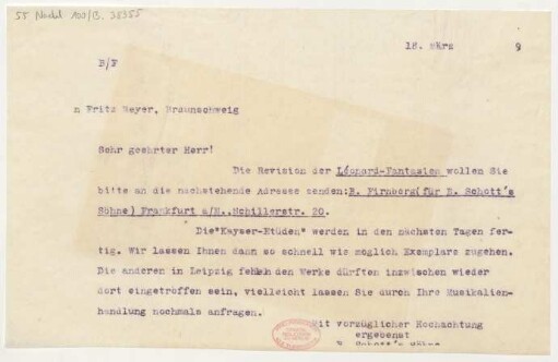 Brief an Fritz Meyer : 18.03.1919