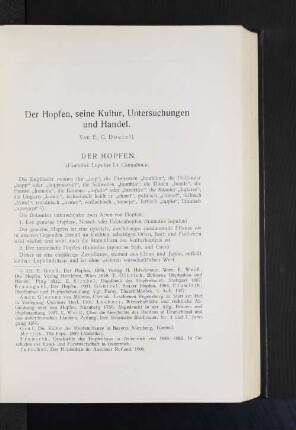 Der Hopfen. (Humulus Lupulus L) Cannabinae.