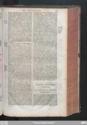 Tertia Controversia. An Ecclesia Habeat ius irrogandae poenae.